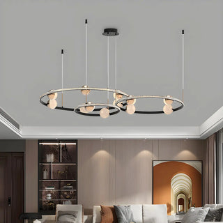 Nordic Creative Circle Globe Living Room Black Chandelier Image - 1