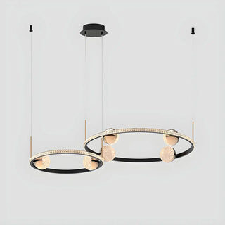 Nordic Creative Circle Globe Living Room Black Chandelier Image - 10