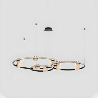 Nordic Creative Circle Globe Living Room Black Chandelier Image - 11