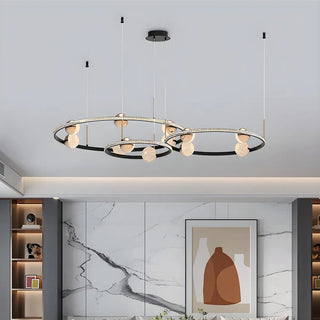 Nordic Creative Circle Globe Living Room Black Chandelier Image - 14