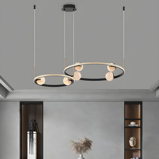 Nordic Creative Circle Globe Living Room Black Chandelier Image - 15