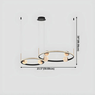 Nordic Creative Circle Globe Living Room Black Chandelier #size