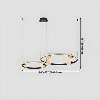 Nordic Creative Circle Globe Living Room Black Chandelier Image - 17