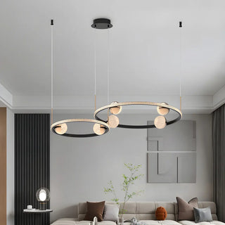 Nordic Creative Circle Globe Living Room Black Chandelier Image - 3