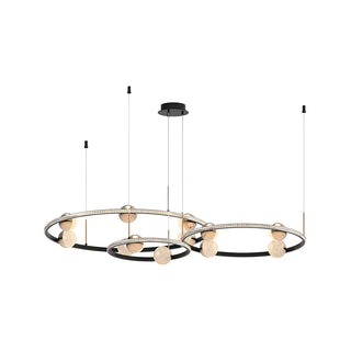 Nordic Creative Circle Globe Living Room Black Chandelier Image - 5