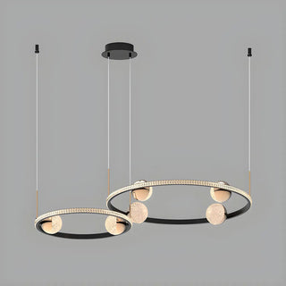 Nordic Creative Circle Globe Living Room Black Chandelier Image - 6