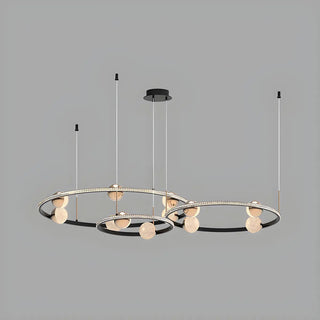 Nordic Creative Circle Globe Living Room Black Chandelier Image - 7