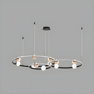 Nordic Creative Circle Globe Living Room Black Chandelier Image - 8