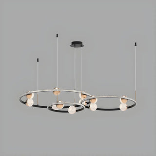 Nordic Creative Circle Globe Living Room Black Chandelier Image - 9