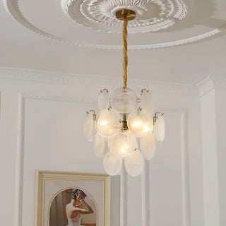 ZOWALA - Green Round Glass Small Tiered Living Room Chandelier Image - 1