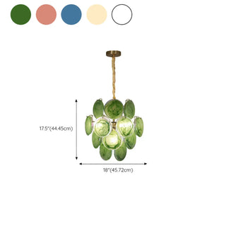 ZOWALA - Green Round Glass Small Tiered Living Room Chandelier #size