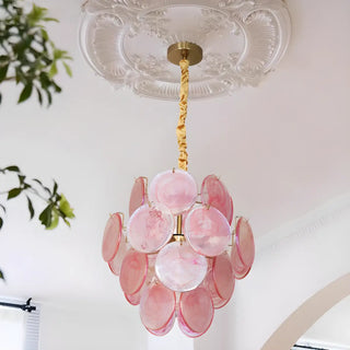 ZOWALA - Green Round Glass Small Tiered Living Room Chandelier Image - 3