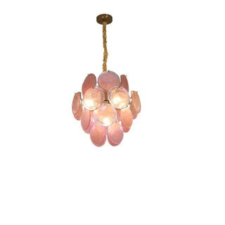 ZOWALA - Green Round Glass Small Tiered Living Room Chandelier Image - 5