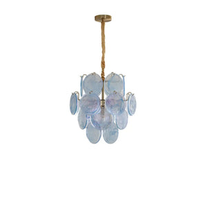 ZOWALA - Green Round Glass Small Tiered Living Room Chandelier Image - 6