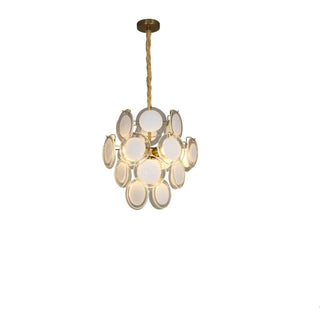 ZOWALA - Green Round Glass Small Tiered Living Room Chandelier Image - 9