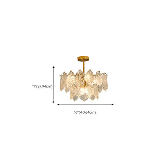 ZOWALA - Clear Glass Leaf Tiered Circle Gold Living Room Chandelier #size