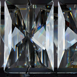 ZOWALA - Black Geometric Crystal LED Remote Foyer Chandelier Image - 7