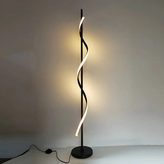 Simple LED Twist Black Metal Modern Floor Lamp Zawala Image - 1