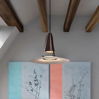 Modern Dining Room UFO Brown Cone Iron Pendant Light Zawala Image - 1