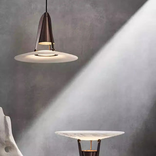 Modern Dining Room UFO Brown Cone Iron Pendant Light Zawala Image - 2