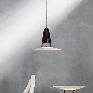 Modern Dining Room UFO Brown Cone Iron Pendant Light Zawala Image - 3