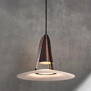 Modern Dining Room UFO Brown Cone Iron Pendant Light Zawala Image - 4
