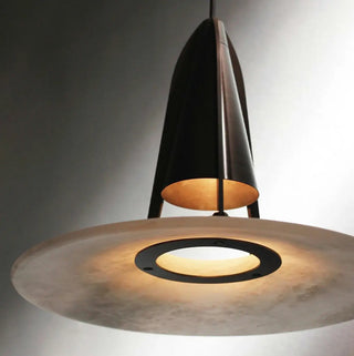 Modern Dining Room UFO Brown Cone Iron Pendant Light Zawala Image - 6