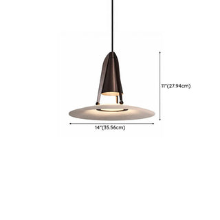Modern Dining Room UFO Brown Cone Iron Pendant Light Zawala #size
