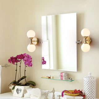 Double Globe Gold Wall Sconce Vanity Light Zawala Image - 1
