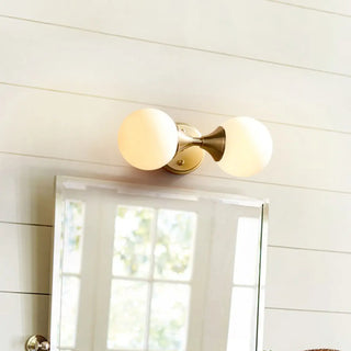 Double Globe Gold Wall Sconce Vanity Light Zawala Image - 2