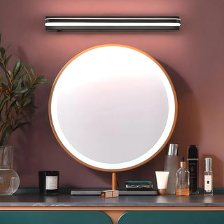 Black Modern Linear Metal Mirror Vanity LED Light Zawala Image - 1
