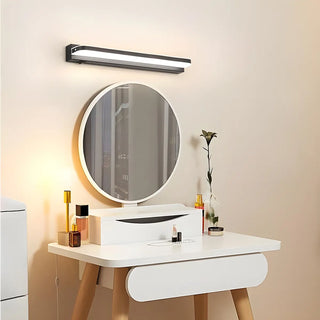 Black Modern Linear Metal Mirror Vanity LED Light Zawala Image - 15