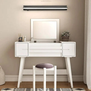 Black Modern Linear Metal Mirror Vanity LED Light Zawala Image - 2