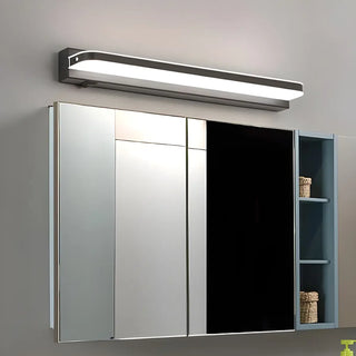 Black Modern Linear Metal Mirror Vanity LED Light Zawala Image - 4