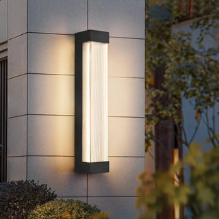 ZOWALA - Modern Vertical Outdoor Ribbed Glass Wall Sconce Image - 1