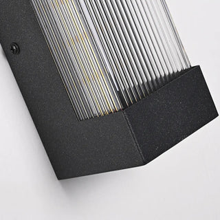 ZOWALA - Modern Vertical Outdoor Ribbed Glass Wall Sconce Image - 12