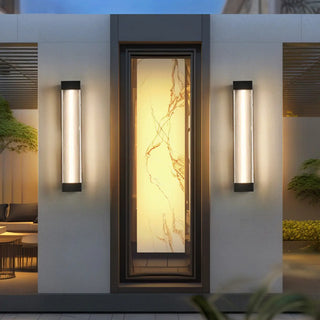 ZOWALA - Modern Vertical Outdoor Ribbed Glass Wall Sconce Image - 2