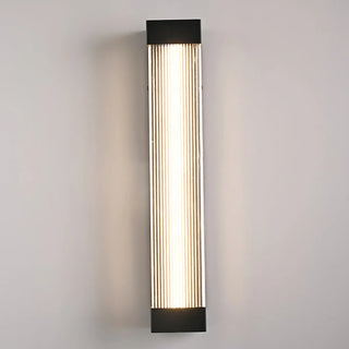 ZOWALA - Modern Vertical Outdoor Ribbed Glass Wall Sconce Image - 4