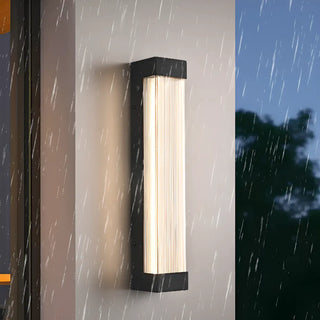 ZOWALA - Modern Vertical Outdoor Ribbed Glass Wall Sconce Image - 6