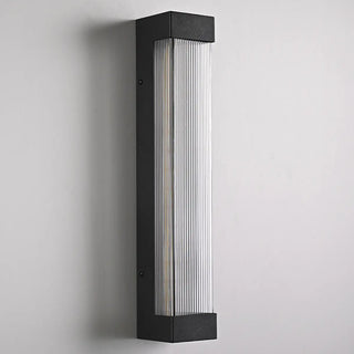 ZOWALA - Modern Vertical Outdoor Ribbed Glass Wall Sconce Image - 7