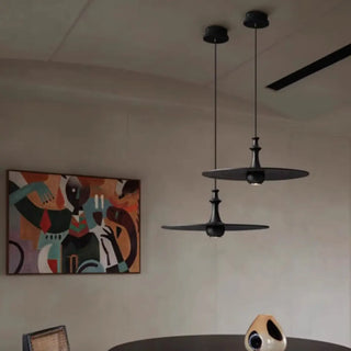 ZOWALA - Minimalist Dining Room Black Disc UFO Pendant Light Image - 2