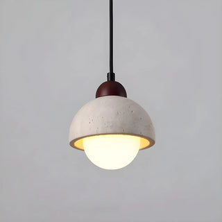 ZOWALA - Modern Dome Walnut Stone Dining Room Pendant Light Image - 10