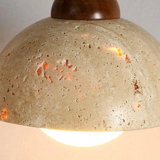 ZOWALA - Modern Dome Walnut Stone Dining Room Pendant Light Image - 11
