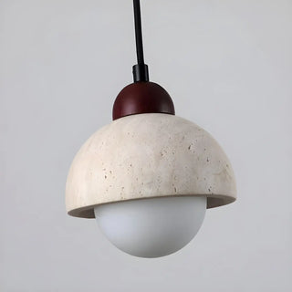 ZOWALA - Modern Dome Walnut Stone Dining Room Pendant Light Image - 13