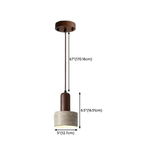 ZOWALA - Modern Dome Walnut Stone Dining Room Pendant Light #size