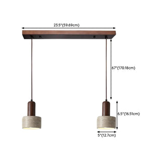 ZOWALA - Modern Dome Walnut Stone Dining Room Pendant Light Image - 16
