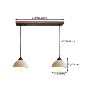 ZOWALA - Modern Dome Walnut Stone Dining Room Pendant Light Image - 17