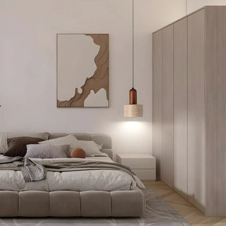ZOWALA - Modern Dome Walnut Stone Dining Room Pendant Light Image - 3