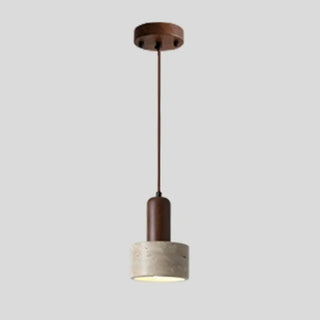 ZOWALA - Modern Dome Walnut Stone Dining Room Pendant Light Image - 4