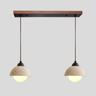 ZOWALA - Modern Dome Walnut Stone Dining Room Pendant Light Image - 7